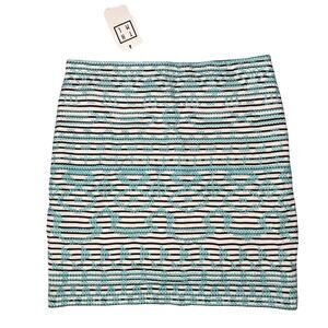 THML Skirt Small Teal Embroidery Top Stitch Rayon Brandi Stitch Fix Mini